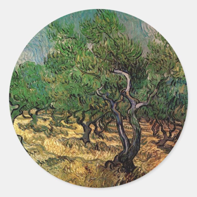 Sticker Rond Olive Grove par Vincent van Gogh (Devant)