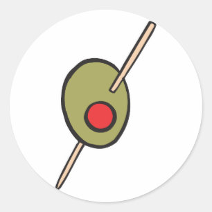 Sticker Rond olive verte sur un cure-dent