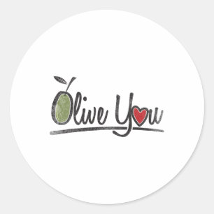 Sticker Rond Olive You - Love Pun