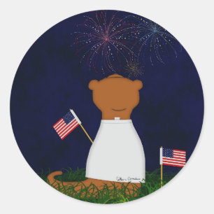 Sticker Rond Oliver Le Otter Regarde Les Feux D'Oeuvre