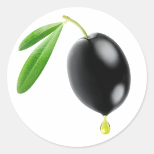 Sticker Rond Olives noires avec goutte d'huile