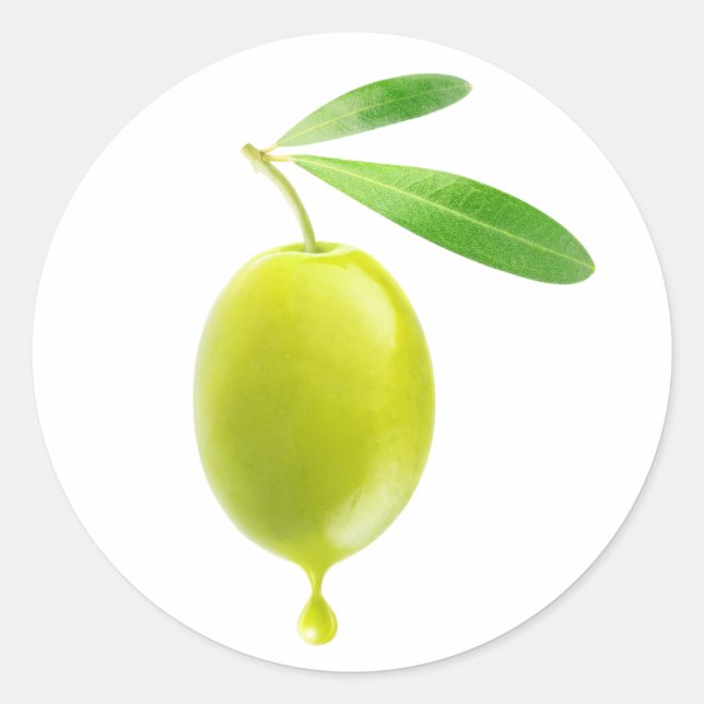 Sticker Rond Olives vertes avec goutte d'huile (Devant)