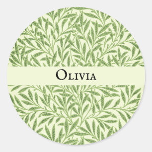 Sticker Rond Olivia Elegant Floral Nom Personnalisé