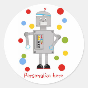 Sticker Rond Ollie Le Robot