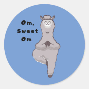 Sticker Rond Om, Doux Om - Drôle Llama Yoga Pun