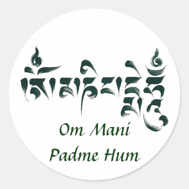 Sticker Rond Om Mani Padme Hum (Devant)