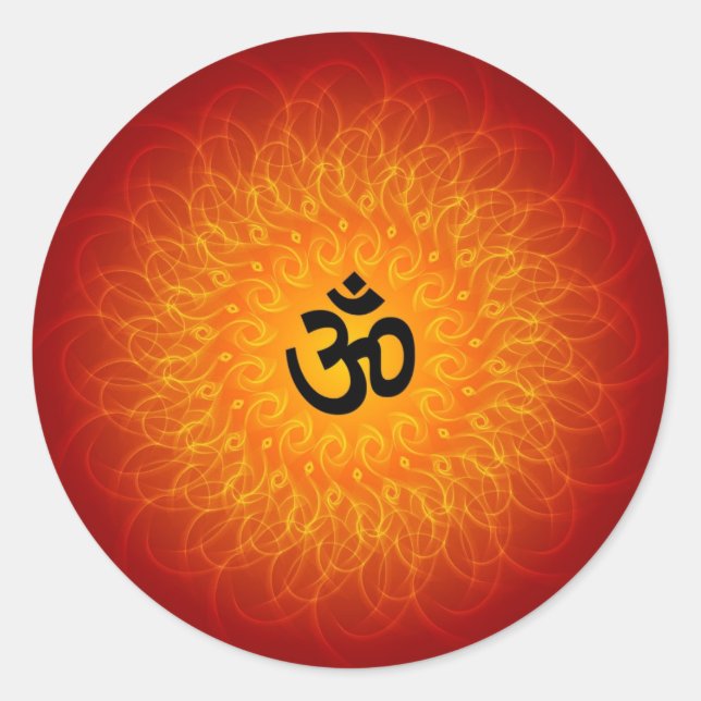 Sticker Rond Om Spirituel Sur Mandala (Devant)