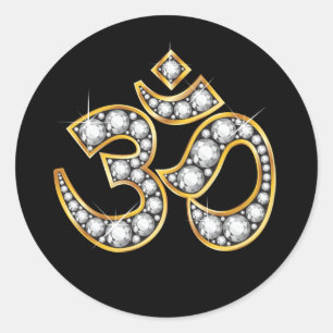 Sticker Rond Om Symbole with "Diamond" Stones