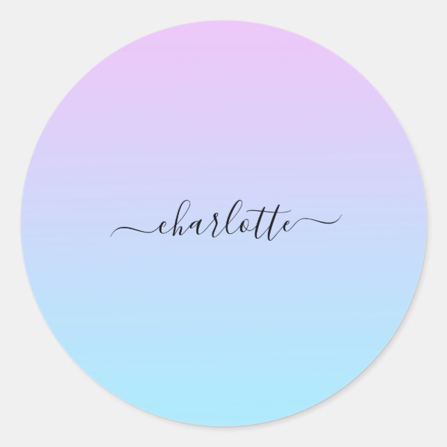 Sticker Rond Ombré rose et turquoise (Devant)