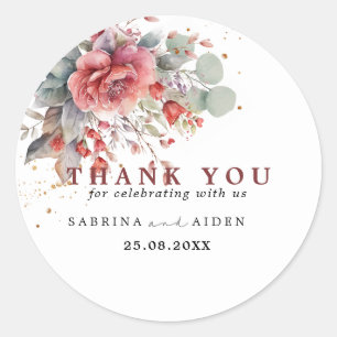 Sticker Rond Ombre rose Foncé Mariage bleu Duisy