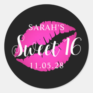 Sticker Rond Ombre rouge à lèvres noir et chaud Sweet 16