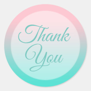 Sticker Rond Ombre Turquoise rose et turquoise