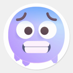 Sticker Rond Ombré visage froid mignon adorable Emoji bleu pour