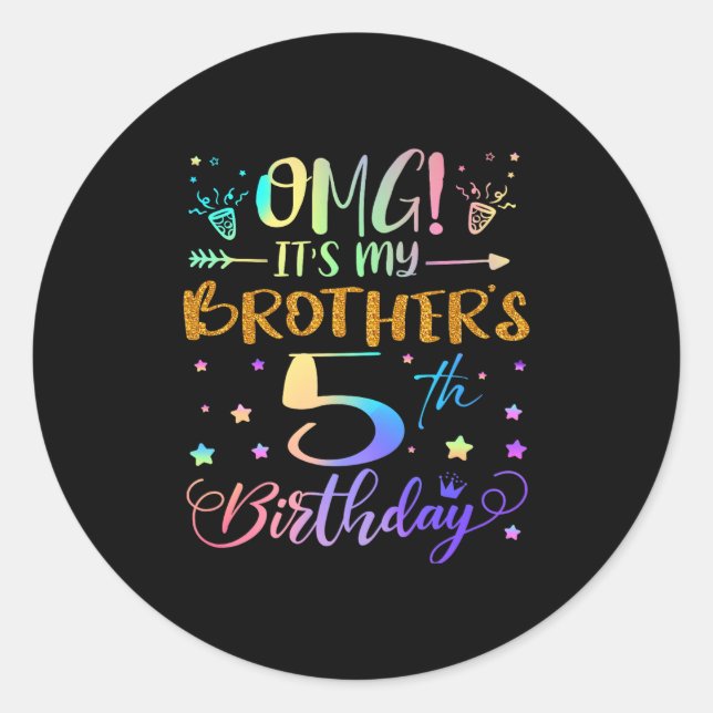 Sticker Rond Omg Ses Frères 5 Anniversaire Doux 5 Ans (Devant)