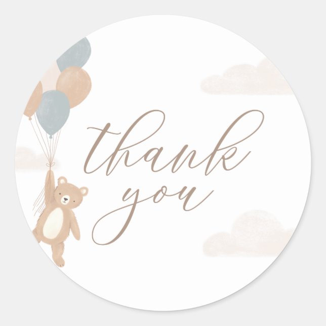 Sticker Rond On peut attendre le Baby shower Garçon bleu (Devant)