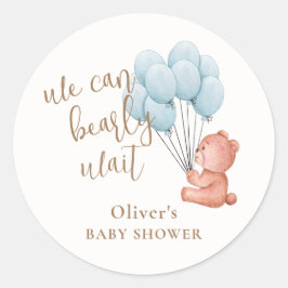 Sticker Rond On peut attendre prématurément Ours Bleu Baby show