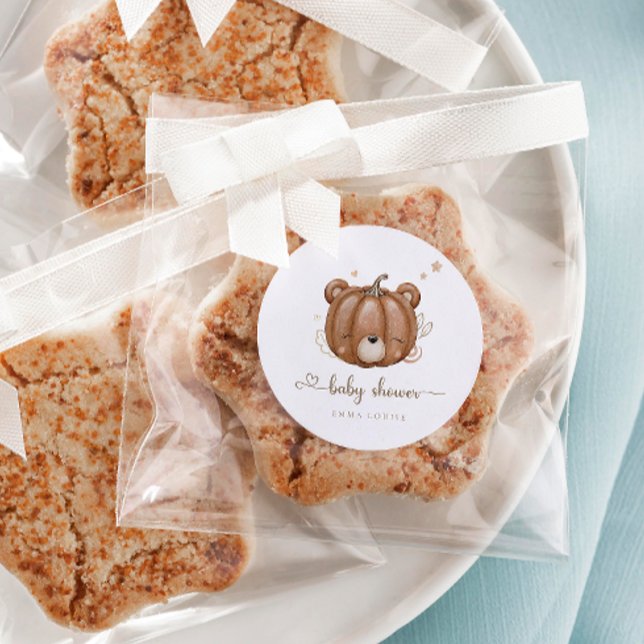 Sticker Rond On Peut Attendre Un Petit Ours Citrouille (Créateur téléchargé)