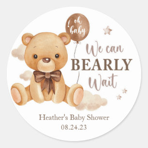 Sticker Rond On Peut Presque Attendre Baby shower Favoriser Sti