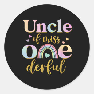 Sticker Rond Oncle de Miss Onederful 1er anniversaire fille mig