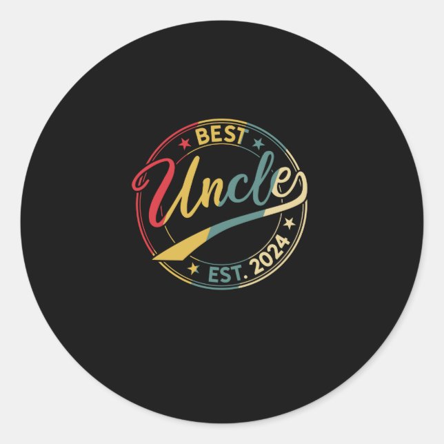 Sticker Rond Oncle Est 2024 Oncle depuis 2024 Retro Uncle 2024 (Devant)