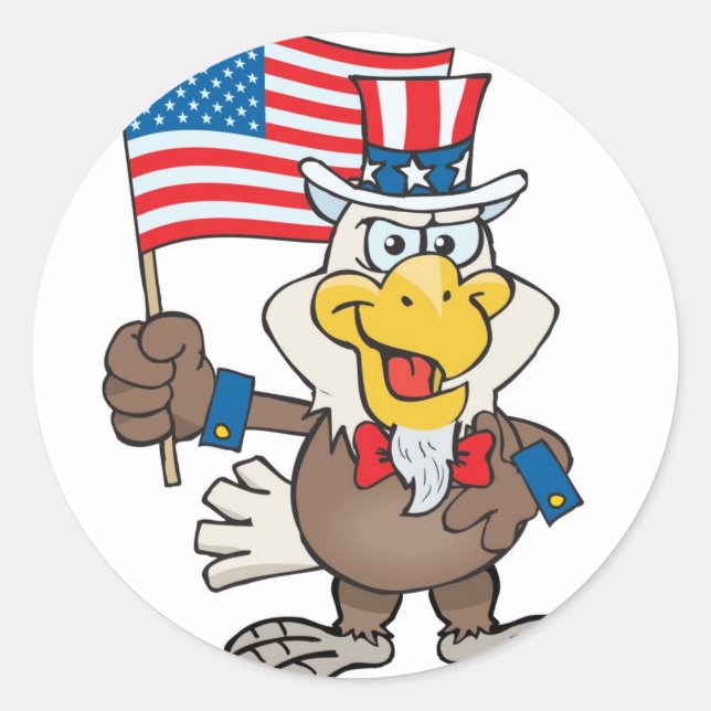 Sticker Rond Oncle Sam 4 juillet Bald Eagle (Devant)