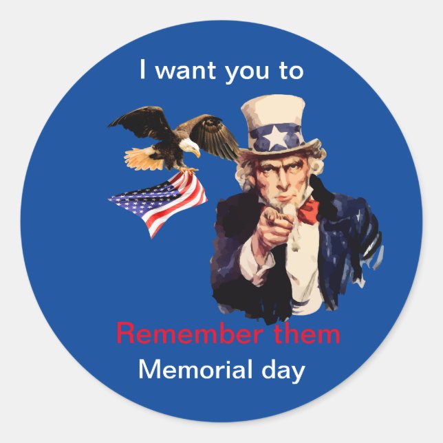 Sticker Rond Oncle Sam cite rappelez-vous d'eux, Memorial Day 2 (Devant)
