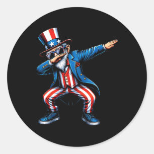 Sticker Rond Oncle Sam Funny 4 juillet Patriotique Garçons Fill
