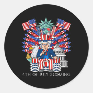 Sticker Rond Oncle Sam Throne 4 juillet USA Patriotique Boys Ki