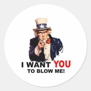 Sticker Rond Oncle Sam VEUT QUE VOUS ME SOYEZ SOULEVÉ