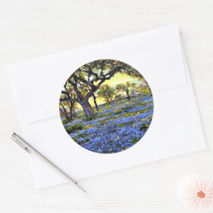 Sticker Rond Onderdonk - Vieux chêne et cloches bleues