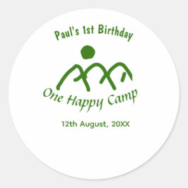 Sticker Rond One happy camp green mountain sun 1st birthday 