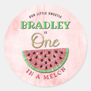 Sticker Rond One In A Melon 1er Anniversaire