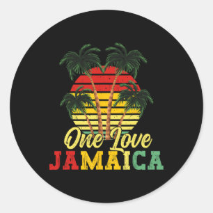 Sticker Rond One Love Jamaïque Summer Family Vacation Jamaican 