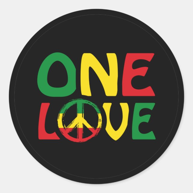 Sticker Rond One Love, Reggae design (Devant)