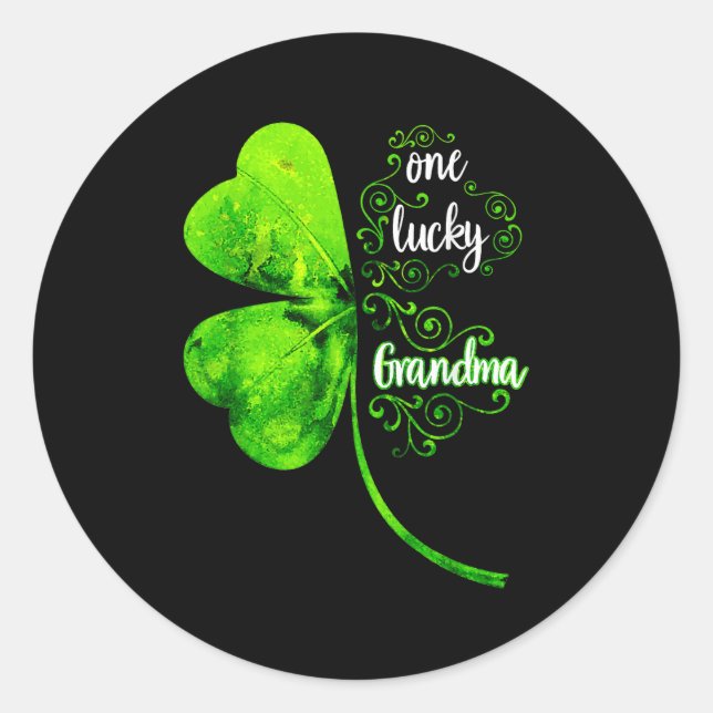 Sticker Rond One Lucky Grandma Shamrock Grandma St Patricks Day (Devant)