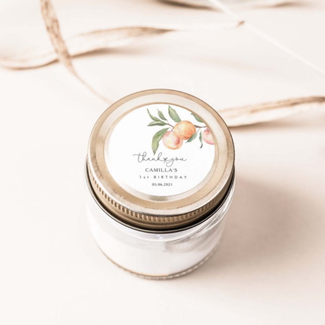 Sticker Rond One Sweet Peach 1er anniversaire (Créateur téléchargé)