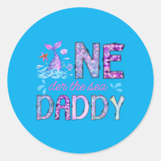Sticker Rond Oneder sous la mer Papa Fille 1er anniversaire