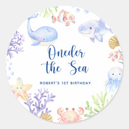 Sticker Rond Oneder The Sea 1st Birthday Under The Sea