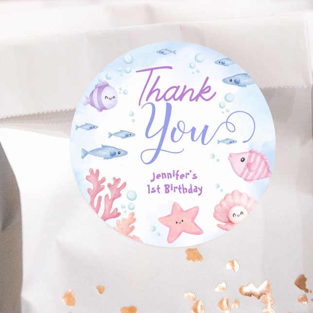 Sticker Rond ONEder The Sea ! Girl Cute Ocean 1er Anniversaire (Créateur téléchargé)