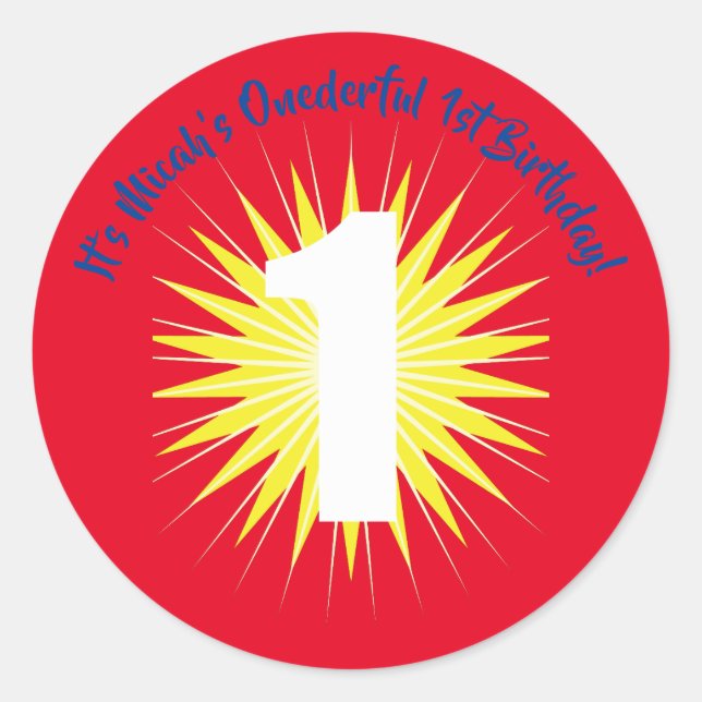 Sticker Rond Onederderme Cute Super Hero 1er Anniversaire Thème (Devant)