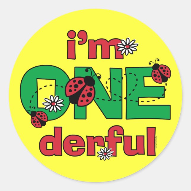 Sticker Rond ONEderful Ladybug 1er anniversaire (Devant)