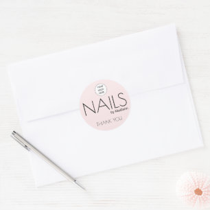 Sticker Rond Ongles Modernes Minimaux Rose Pâle Noir