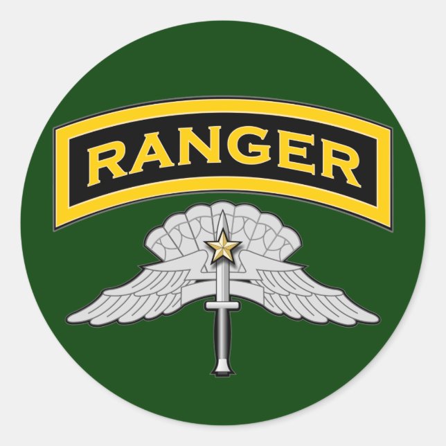Sticker Rond Onglet Ranger & Ailes HALO - Combat (Devant)