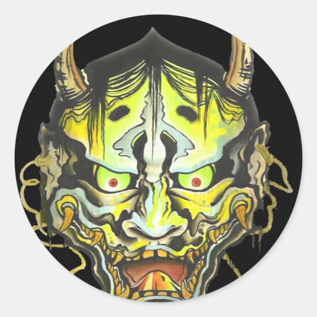 Sticker Rond Oni Devil Design (Devant)