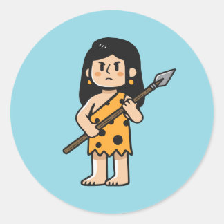 Sticker Rond Oona femme des cavernes