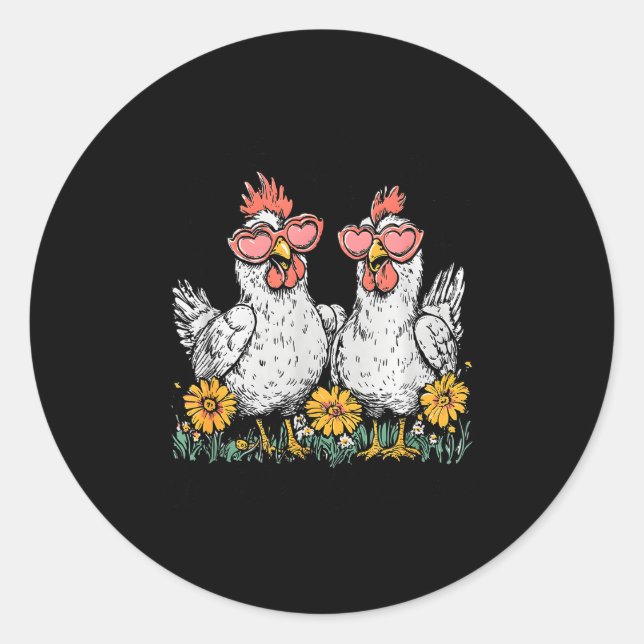 Sticker Rond Oops I Got Another Chicken, Funny Farm Animal  (Devant)