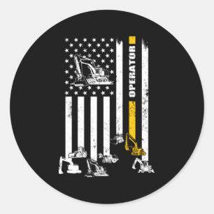 Sticker Rond Opérateur d'équipement lourd Opérateur de drapeau 