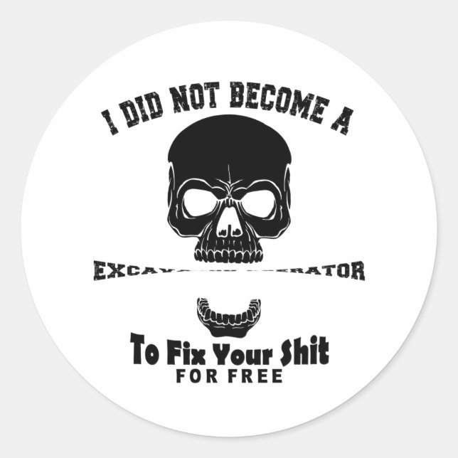 Sticker Rond Opérateur d'excavateur (Devant)