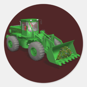 Sticker Rond Opérateur du Bulldozer du Père Noël