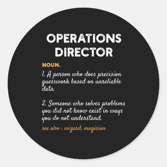 Sticker Rond Operations Director Profession Funny Dictionary De (Devant)